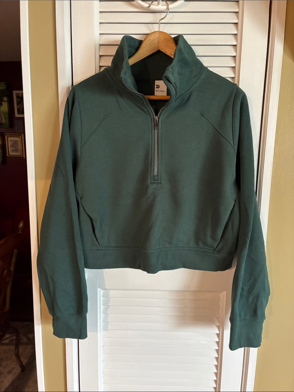 all in motion Forest Green Cropped Half-Zip Sweatshirt